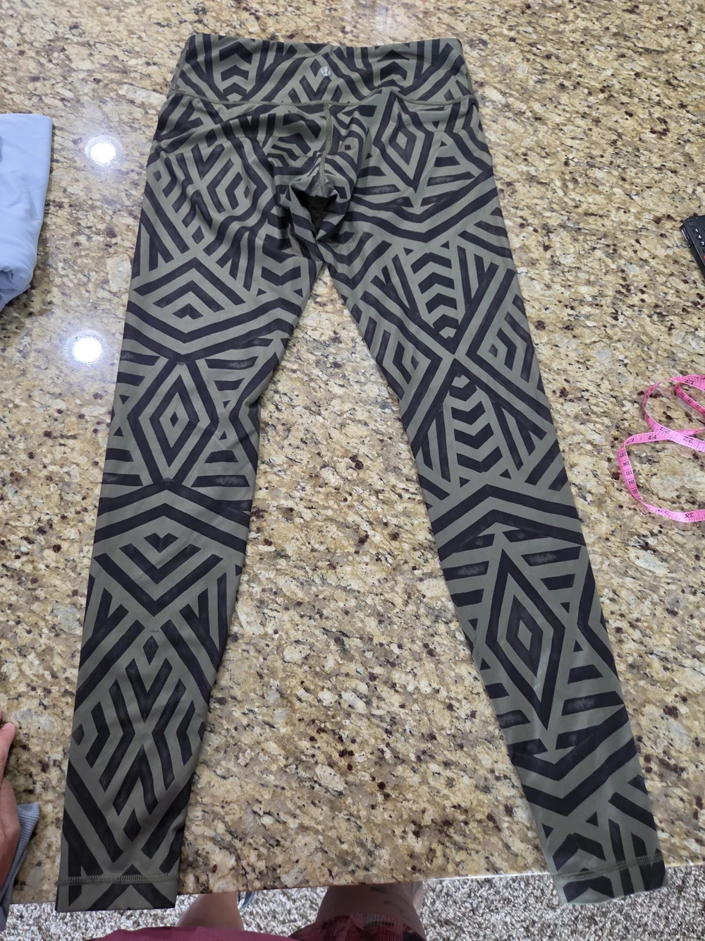 lululemon athletica Olive Green and Black Geometric Leggings